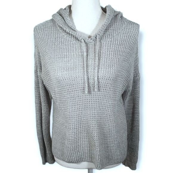 HIPPIE ROSE GRAY WAFFLE KNIT HOODIE SZ.L EUC - Picture 1 of 6